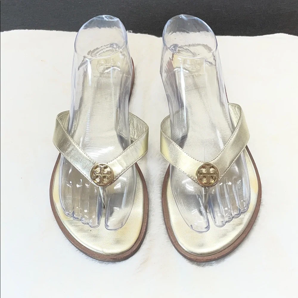 Tory Burch Gold Thong Sandals‎